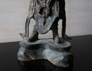 VERY RARE CHINESE ANTIQUE GILT BRONZE FIGURE OF A GUARDIAN MING DYNASTY? 6