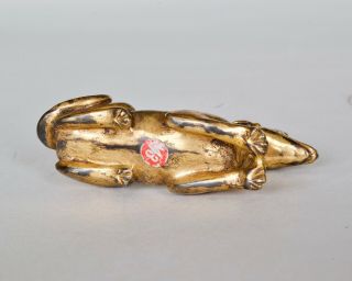 Chinese Antique Gilt Bronze Recumbent ‘Hound’ Scroll Weight,  Ming / Qing dynasty 8