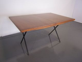 Rare Early George Nelson For Herman Miller X - Leg Walnut Extension Table 1950