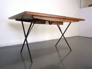 RARE EARLY George Nelson for Herman Miller X - Leg Walnut Extension Table 1950 2