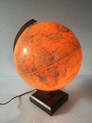 Vintage Replogle 12 " World Premier Topographical Lighted Globe Zaire
