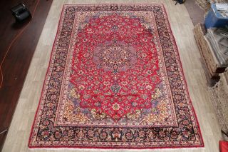 Traditional Vintage Floral Area Rug Hand - Knotted Wool Oriental Carpet 10 x 13 2