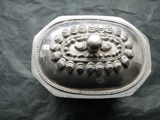 BOX STERLING SILVER OCTAGONAL CHASED & ENGRAVED C.  1880 MIDDLE EAST ANTIQUE 4