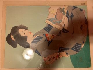 Paul Jacoulet Prints Le Geisha Kiyoka Tokyo And Fisherman Of Sawara