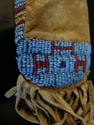 Antique Sioux Beaded Miniature Pipe Bag or Medicine Bag with Horse Figures 3