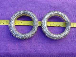 2 a pair silver ?ANTIQUE ANKLETS JEWELRY WITH RATTLE INSIDE INDIA ? HG 4