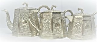 Chinese Export Silver Tea Set 1.  244 Kg