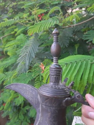 Antique 25 cm copper brass Dallah islamic Coffee Pot Arabic,  9.  9 INCHES 3