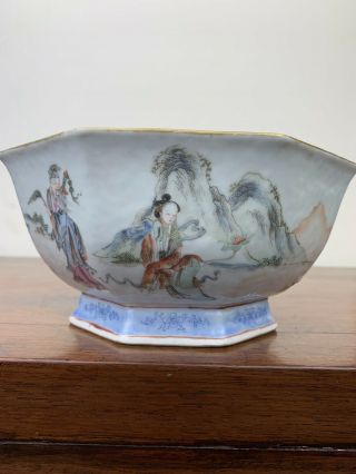 Antique Chinese Famille Rose Bowl With Eight Figures