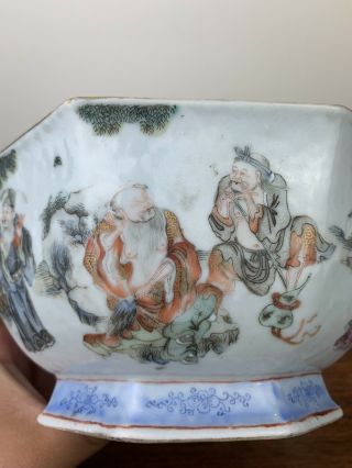 antique chinese famille rose bowl with eight figures 6