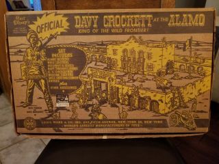 1955 MARX DISNEY DAVY CROCKETT AT THE ALAMO TIN LITHO PLAY SET 3540 BOX & PARTS 6