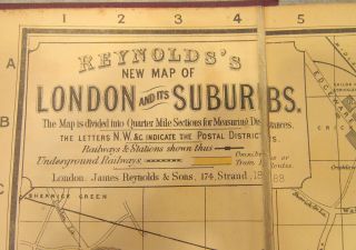 ANTIQUE REYNOLD ' S MAP OF LONDON AND ITS SUBURBS 1888 6