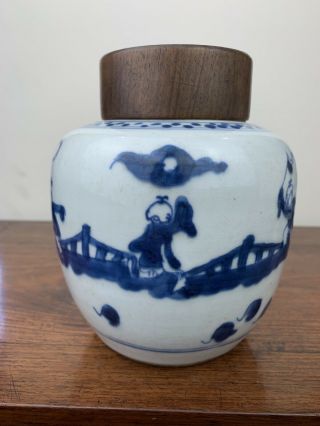 antique chinese blue and white ginger jar kangxi period 5
