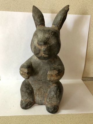 Antique Wood Rabbit Paper Mache Mold/sculpture Primative Hand Carved Figure