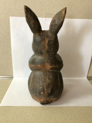 Antique Wood Rabbit Paper Mache Mold/Sculpture Primative Hand Carved Figure 4