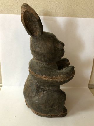 Antique Wood Rabbit Paper Mache Mold/Sculpture Primative Hand Carved Figure 5