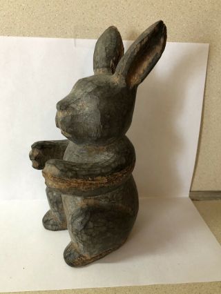 Antique Wood Rabbit Paper Mache Mold/Sculpture Primative Hand Carved Figure 6