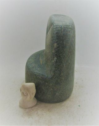 CIRCA 200BC - 200AD ANCIENT BACTRIAN CHLORITE STONE SEATED DIETY NEAR EAST 2