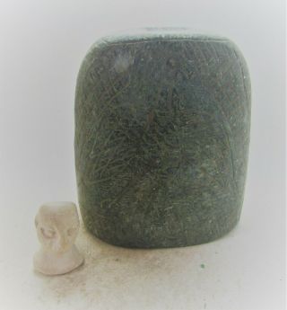 CIRCA 200BC - 200AD ANCIENT BACTRIAN CHLORITE STONE SEATED DIETY NEAR EAST 3