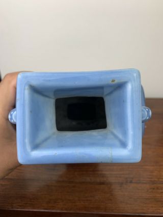antique chinese blue square vase with wooden base 8