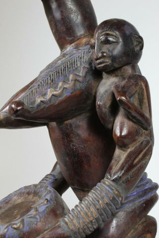 Yoruba Bowl Bearer - Female Figure Wood Statue African Tribal Art 3