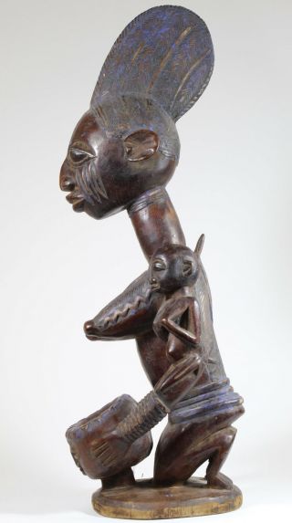 Yoruba Bowl Bearer - Female Figure Wood Statue African Tribal Art 7