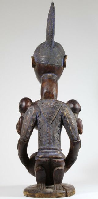 Yoruba Bowl Bearer - Female Figure Wood Statue African Tribal Art 9