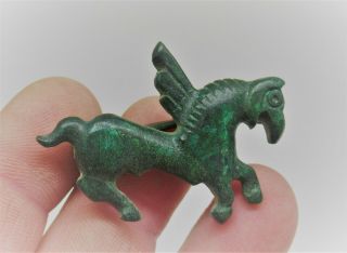 British Found Circa 100bc - 100ad Ancient Romano - Celtic Bronze Winged Horse Brooch