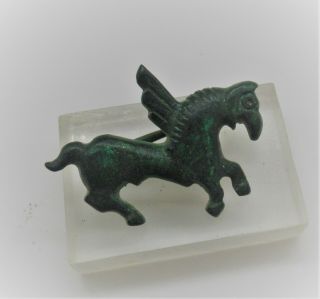 BRITISH FOUND CIRCA 100BC - 100AD ANCIENT ROMANO - CELTIC BRONZE WINGED HORSE BROOCH 4