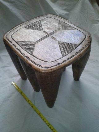 Early - Mid 20th C.  Heavy Carved Wood African Six Legged Stool.