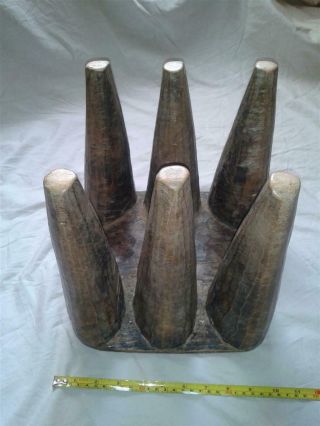 EARLY - MID 20TH C.  HEAVY CARVED WOOD AFRICAN SIX LEGGED STOOL. 4