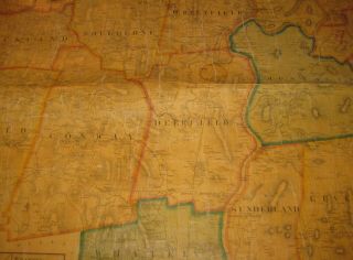 RARE Antique 1858 Henry Walling FRANKLIN COUNTY MASSACHUSETTS Wall MAP 12