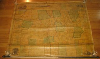 Rare Antique 1858 Henry Walling Franklin County Massachusetts Wall Map