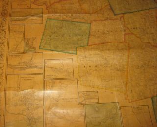 RARE Antique 1858 Henry Walling FRANKLIN COUNTY MASSACHUSETTS Wall MAP 4
