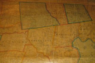 RARE Antique 1858 Henry Walling FRANKLIN COUNTY MASSACHUSETTS Wall MAP 7