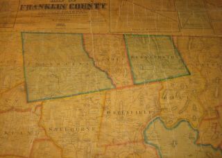 RARE Antique 1858 Henry Walling FRANKLIN COUNTY MASSACHUSETTS Wall MAP 8