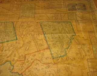 RARE Antique 1858 Henry Walling FRANKLIN COUNTY MASSACHUSETTS Wall MAP 9