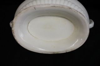 Large Antique Mid - 19th Century White Earthenware Soup Tureen W/Lid & Underplate 10