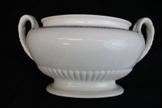 Large Antique Mid - 19th Century White Earthenware Soup Tureen W/Lid & Underplate 9