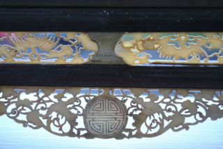 ANTIQUE CHINESE TABLE SCREEN HAND PAINTED AND SIGNED FOO DOG LEGS 11