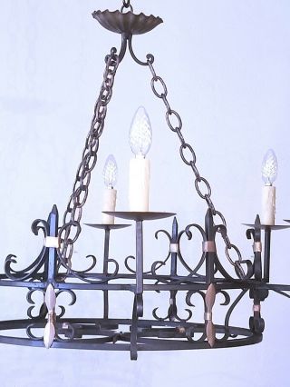 Antique Wrought Iron Chandelier French Gothic From Boca Raton Mizner Hotel