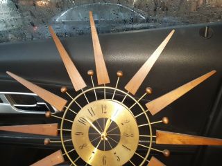 Vintage Mid Century Modern Starburst Sputnik Sunburst Atomic Wall Clock 2