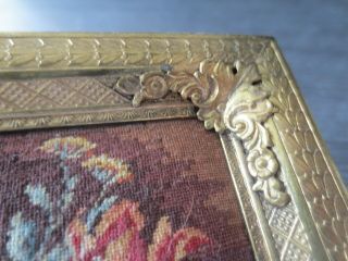 Antique Floral Needlepoint Petitpoint Tapestry Gold Frame Made in Austria 6