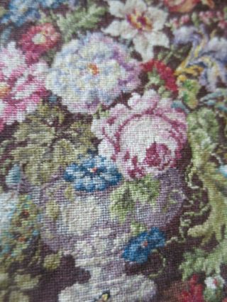 Antique Floral Needlepoint Petitpoint Tapestry Gold Frame Made in Austria 7
