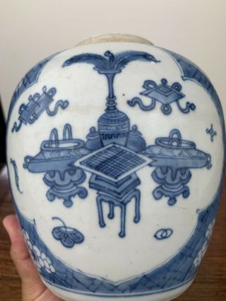 antique chinese blue and white ginger jar with wooden cover kangxi period 5