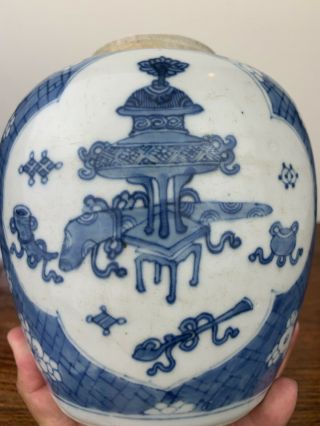 antique chinese blue and white ginger jar with wooden cover kangxi period 6