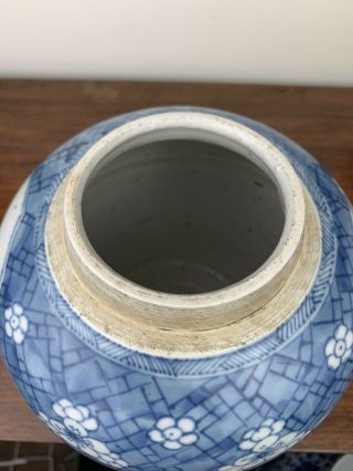 antique chinese blue and white ginger jar with wooden cover kangxi period 7