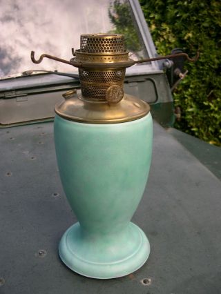 Rare Aladdin Kerosene Oil Mantle Lamp Fieldings Crown Devon China Vase,  Green