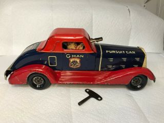 1930s Marx G Man Pursuit Car Wind Up Tin Toy