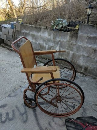 antique wooden wheelchair vintage 2